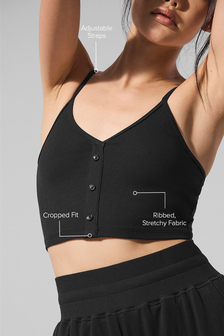 alo Ribbed Delicate Lounge Tank - Black