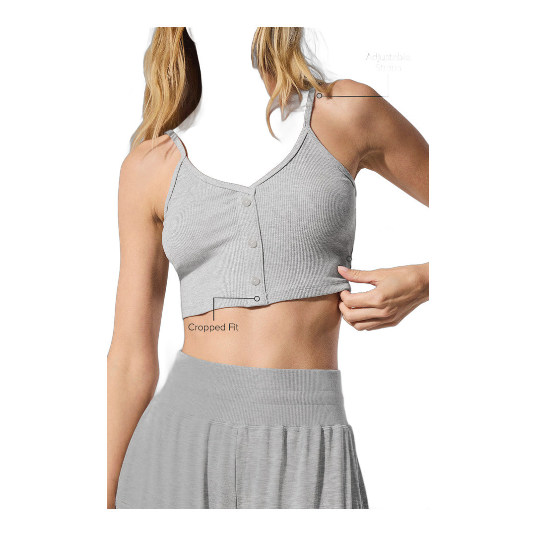 alo Ribbed Delicate Lounge Tank - Athletic Heather Grey