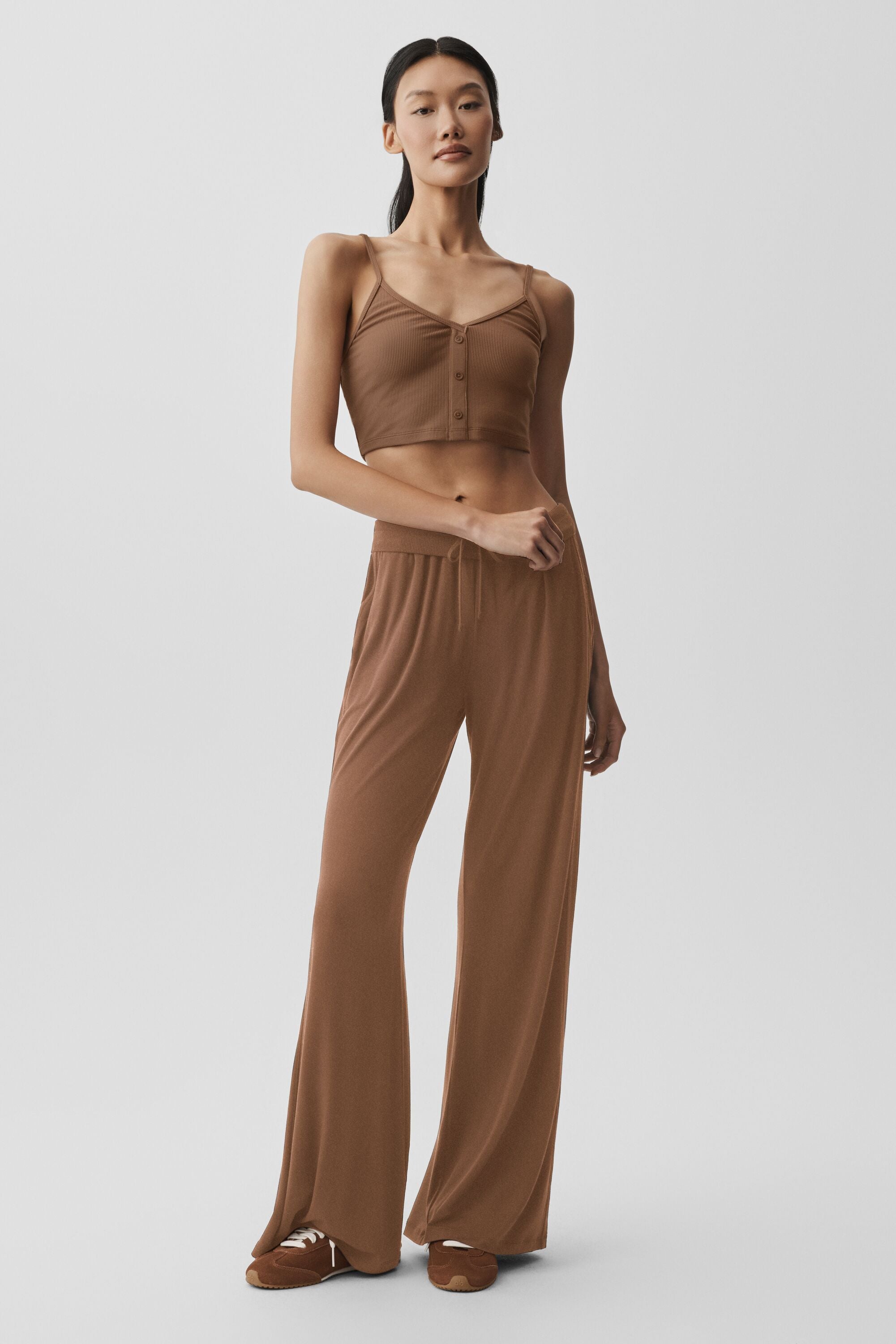 alo Ribbed Delicate Lounge Tank - Sun Kissed Brown