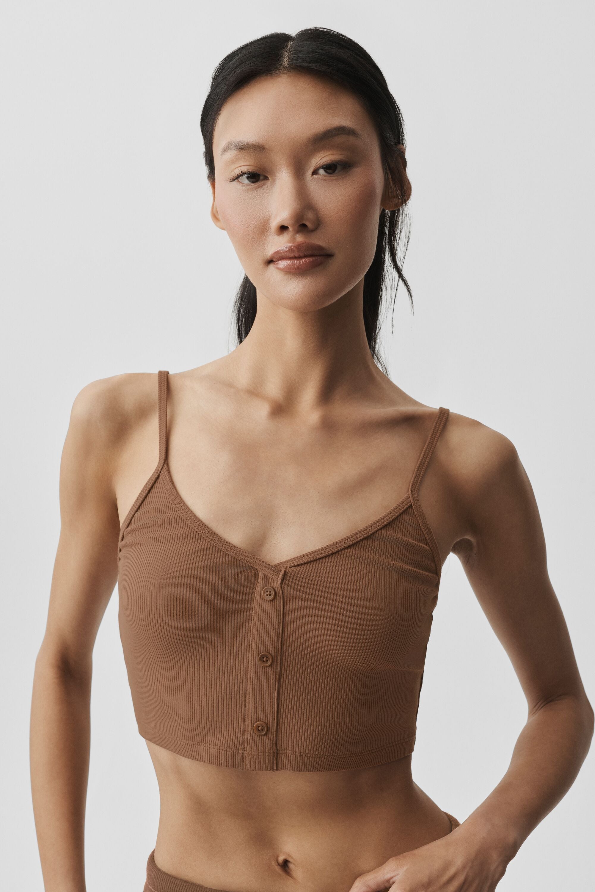 alo Ribbed Delicate Lounge Tank - Sun Kissed Brown