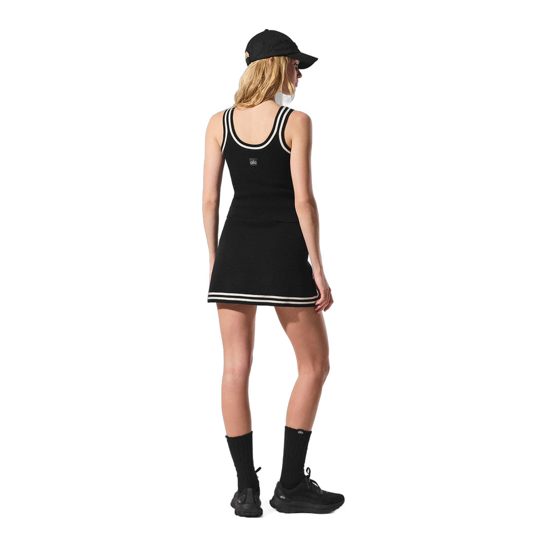 alo Tennis Club Sweater Knit Tank - Black/Ivory