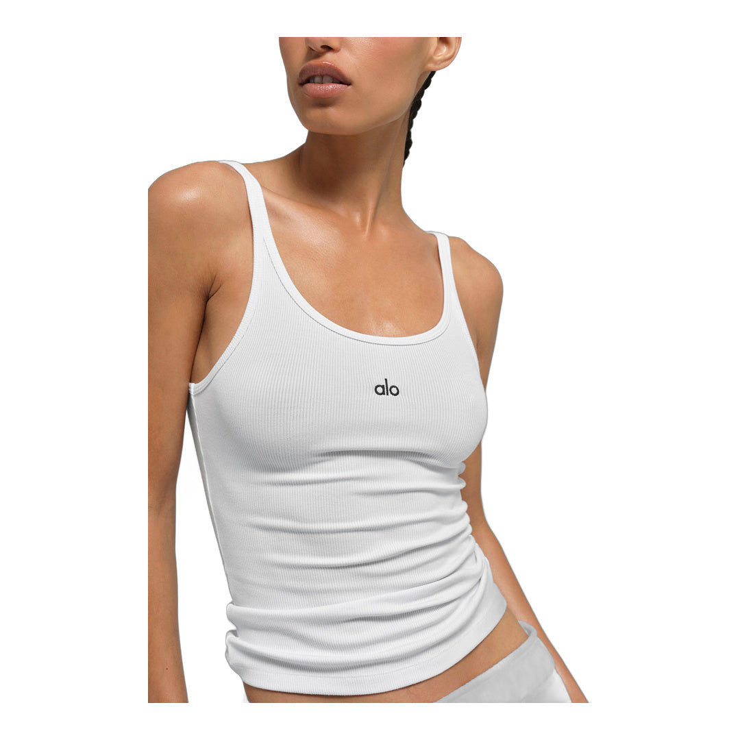 alo Ribbed Prosper Tank - White