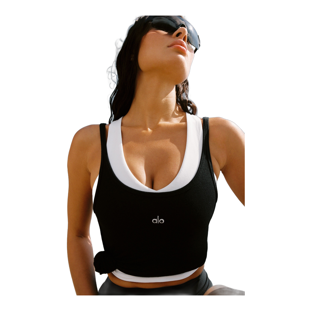 alo Ribbed Prosper Tank - Black