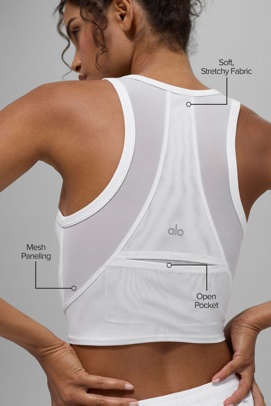 alo Mesh Front Runner Tank - White