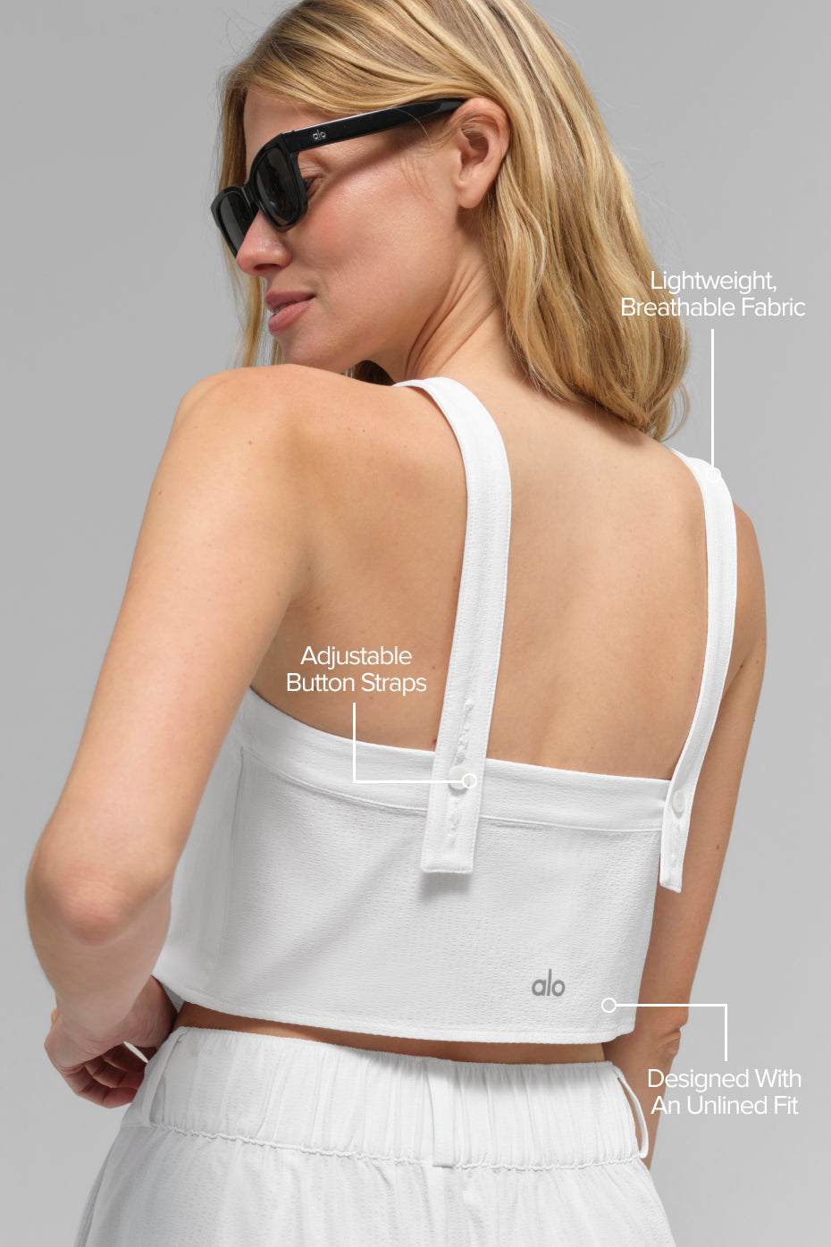 alo Cropped Dreamscape Tank - White