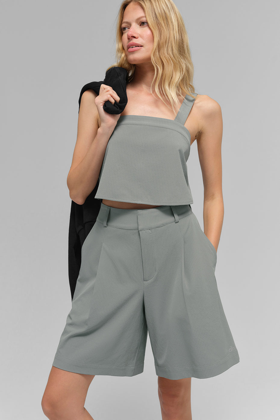 alo Cropped Dreamscape Tank - Lunar Grey