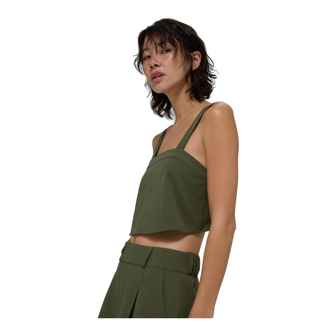 alo Cropped Dreamscape Tank - Green Olive