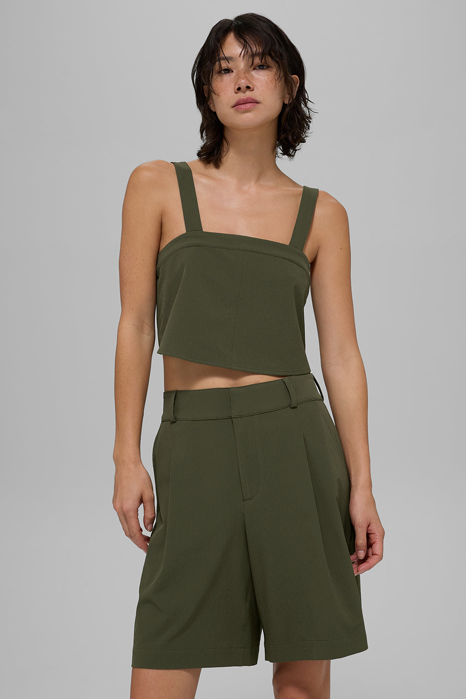 alo Cropped Dreamscape Tank - Green Olive