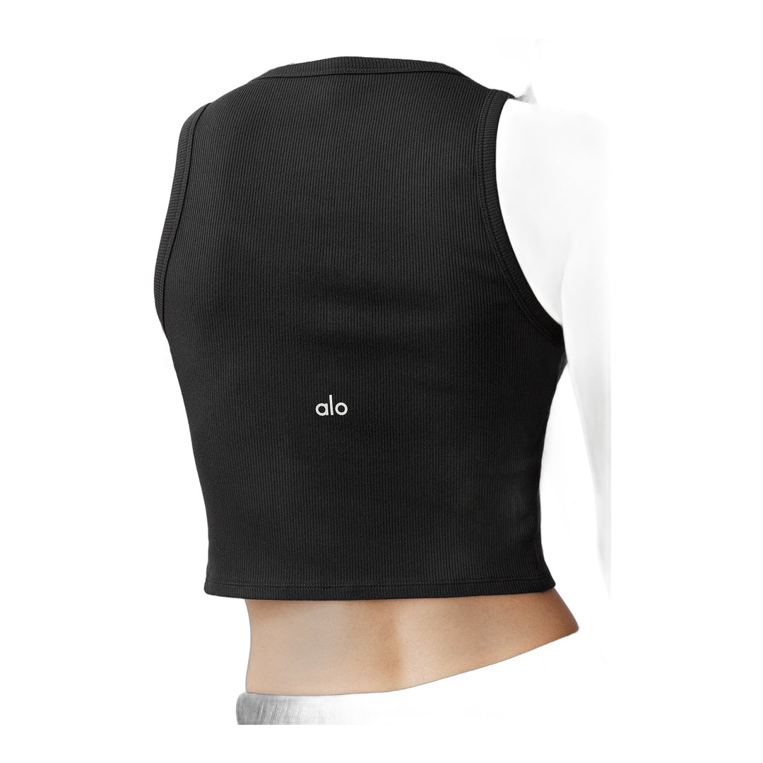 alo Ribbed Modal Henley Tank - Black