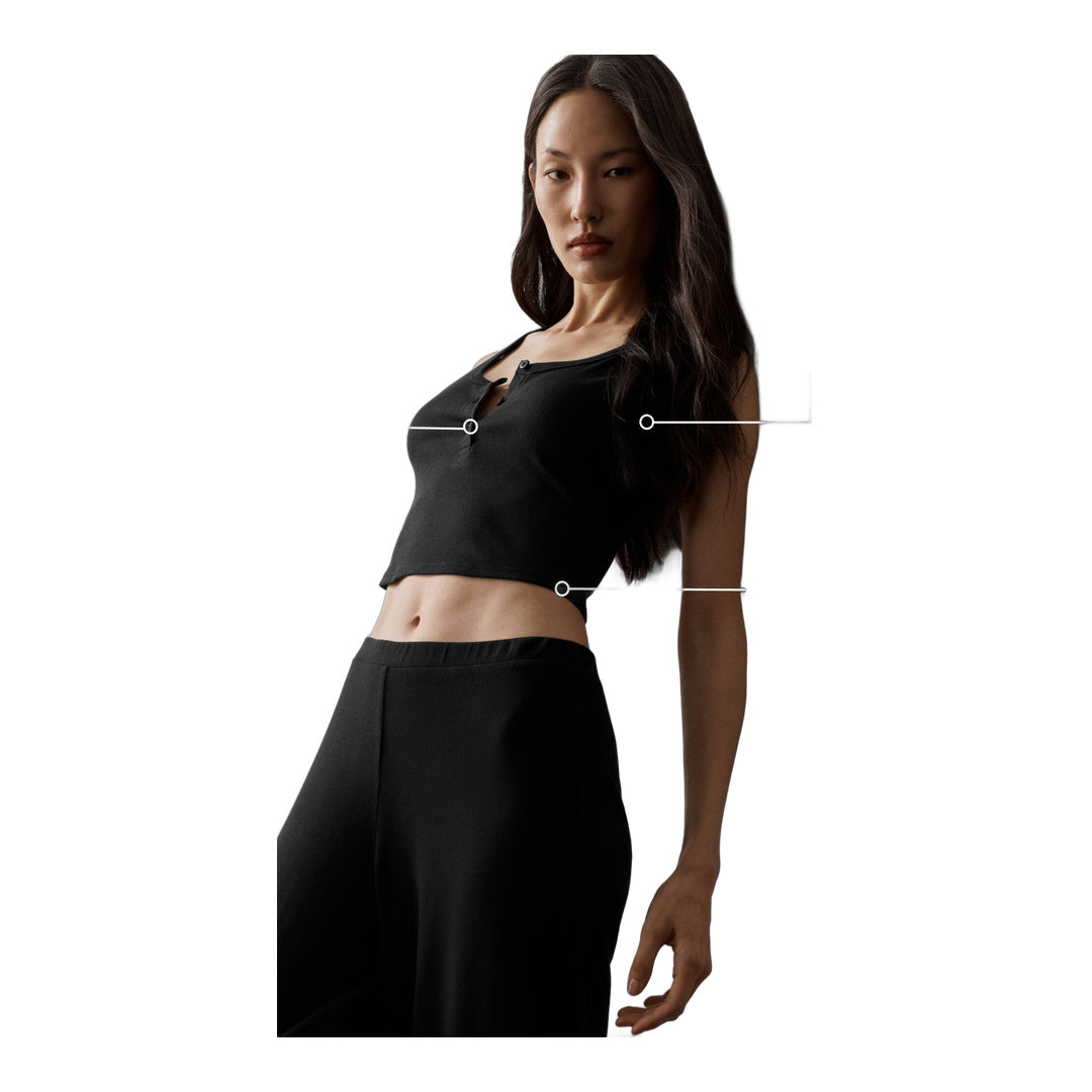 alo Ribbed Modal Henley Tank - Black