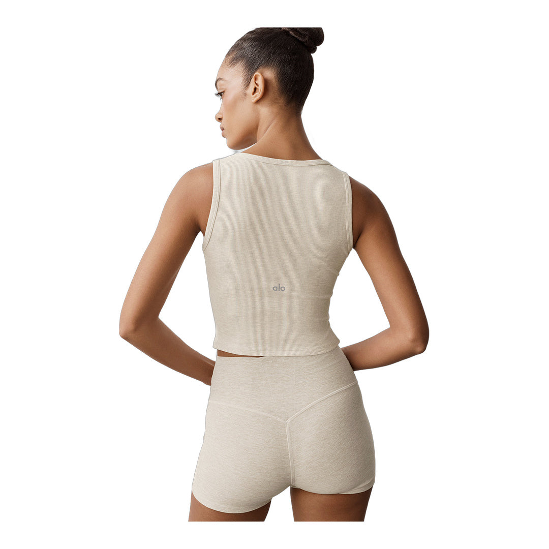 alo Ribbed Modal Henley Tank - Oatmeal Heather