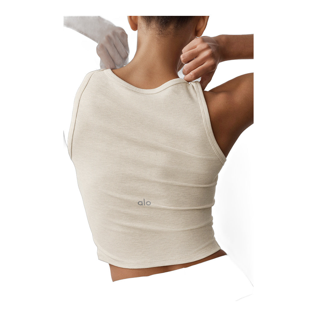 alo Ribbed Modal Henley Tank - Oatmeal Heather