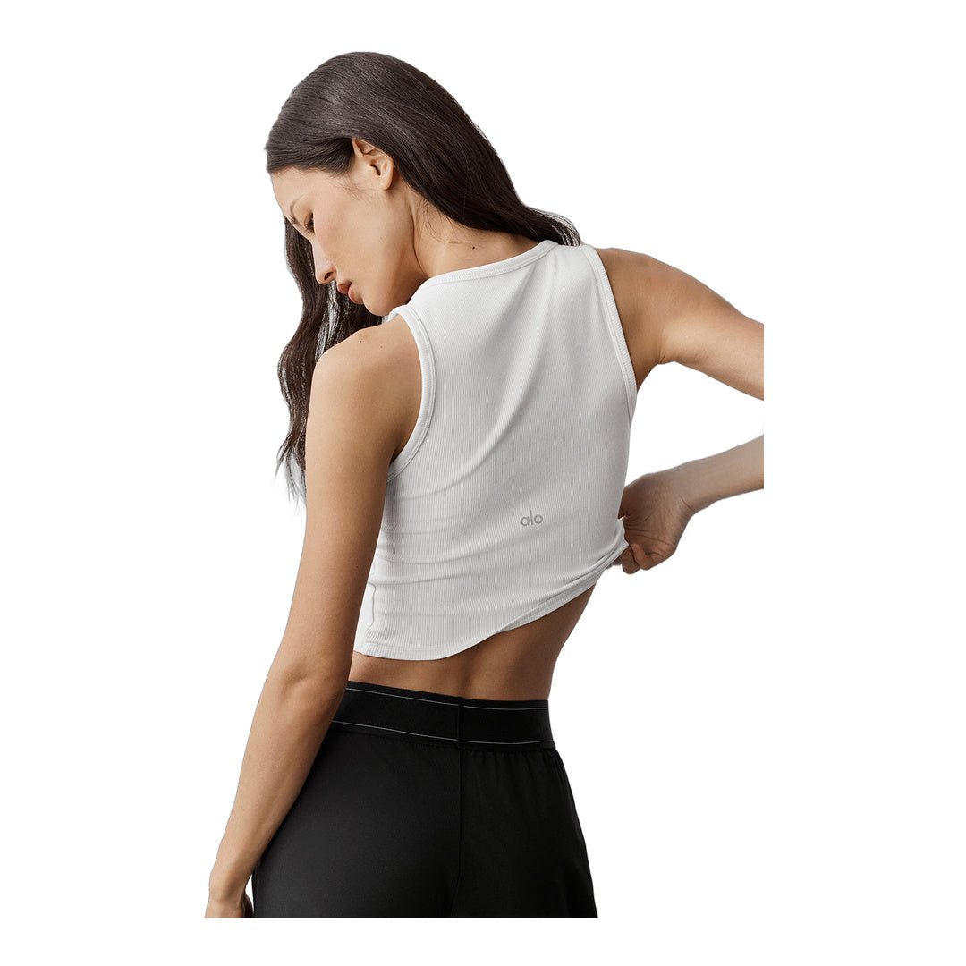 alo Ribbed Modal Henley Tank - White