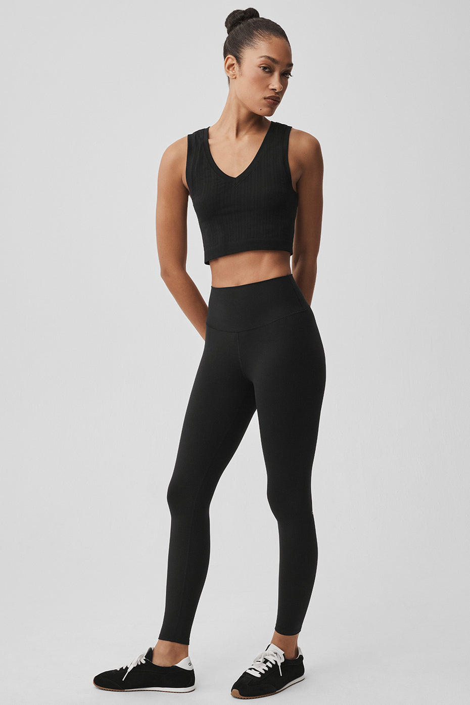 alo Seamless Pointelle Tank - Black