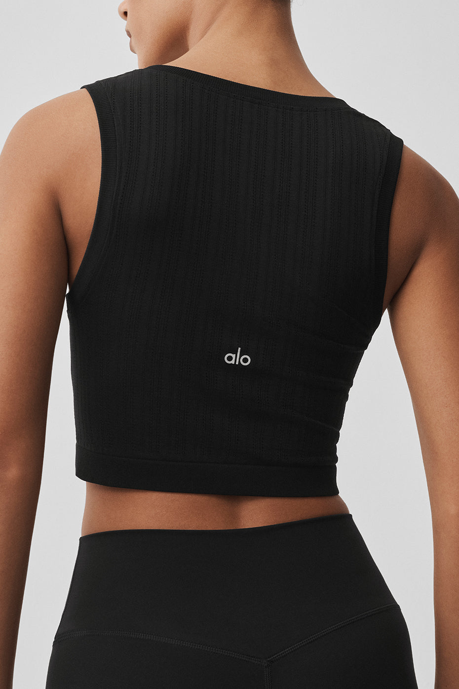 alo Seamless Pointelle Tank - Black