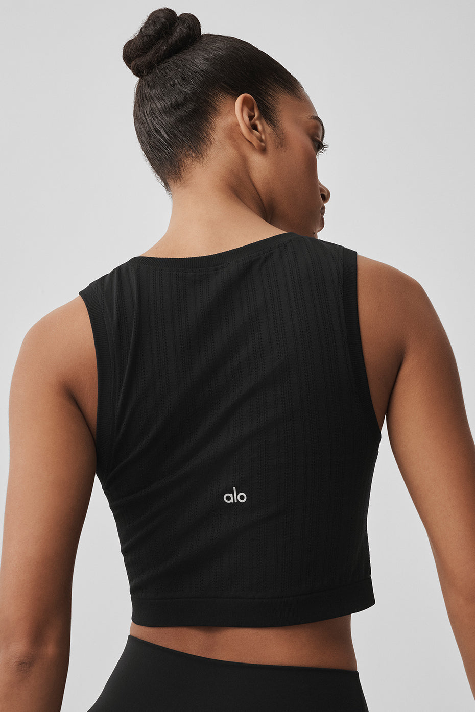 alo Seamless Pointelle Tank - Black