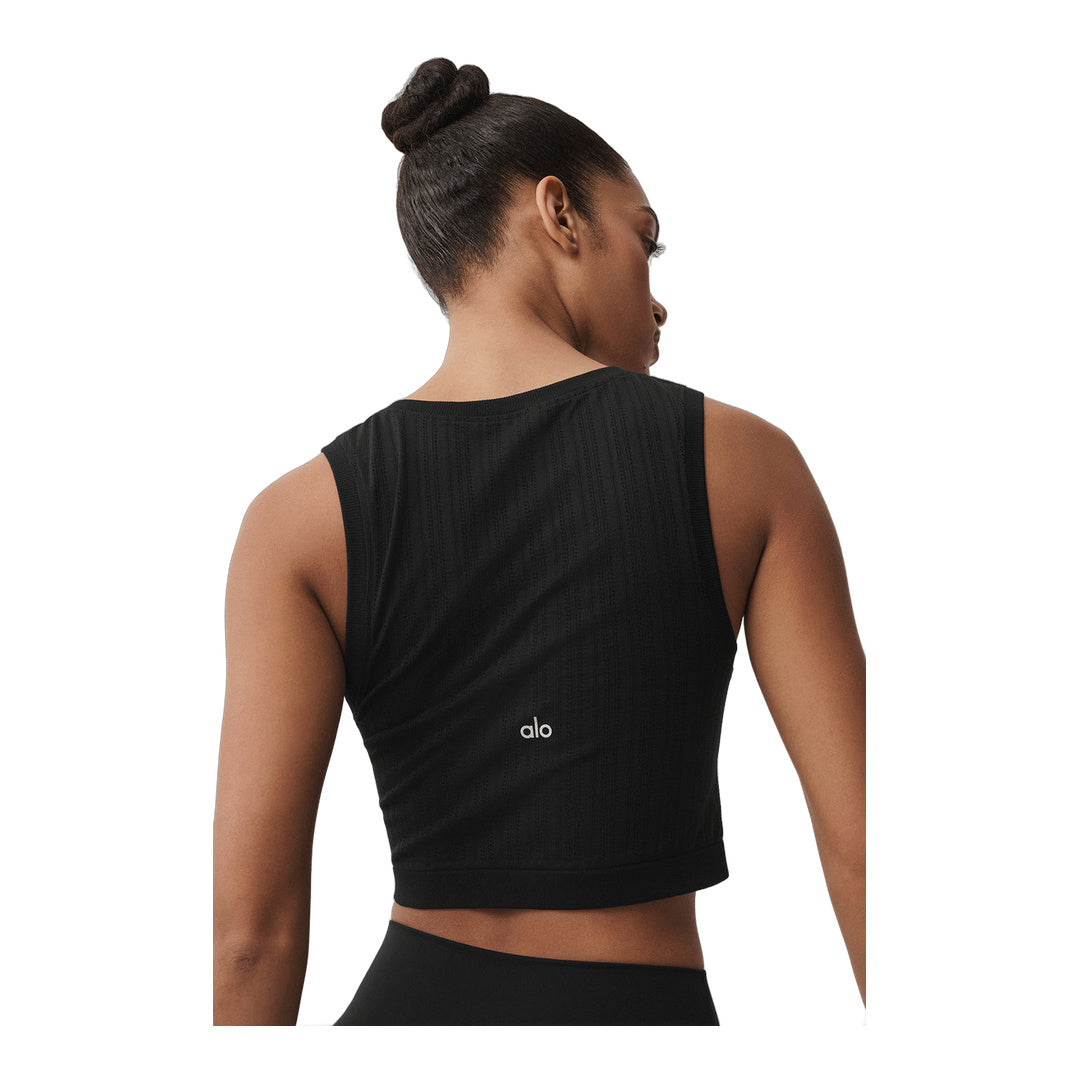 alo Seamless Pointelle Tank - Black