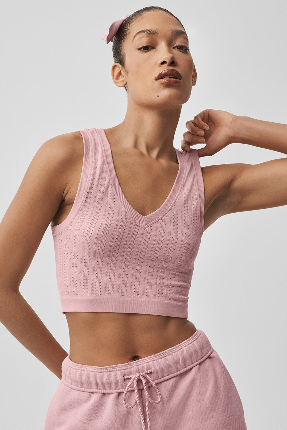 alo Seamless Pointelle Tank - Vintage Pink
