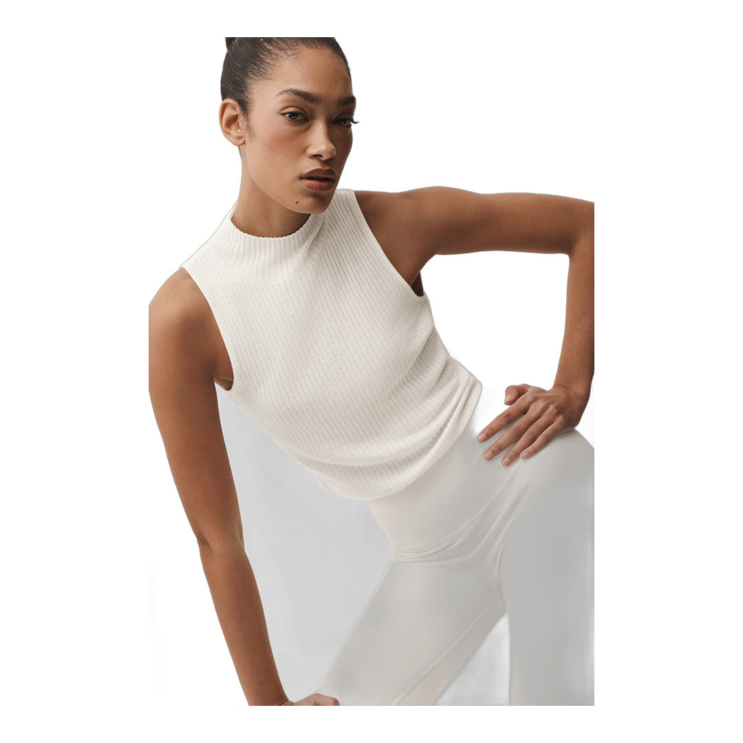 alo Sweater Knit Unwind Sleeveless Top - Ivory