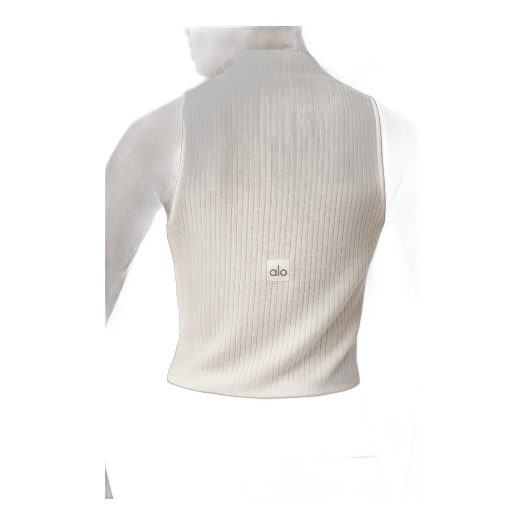 alo Sweater Knit Unwind Sleeveless Top - Ivory