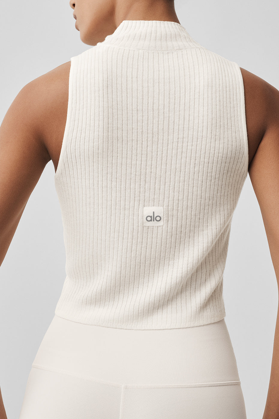 alo Sweater Knit Unwind Sleeveless Top - Ivory