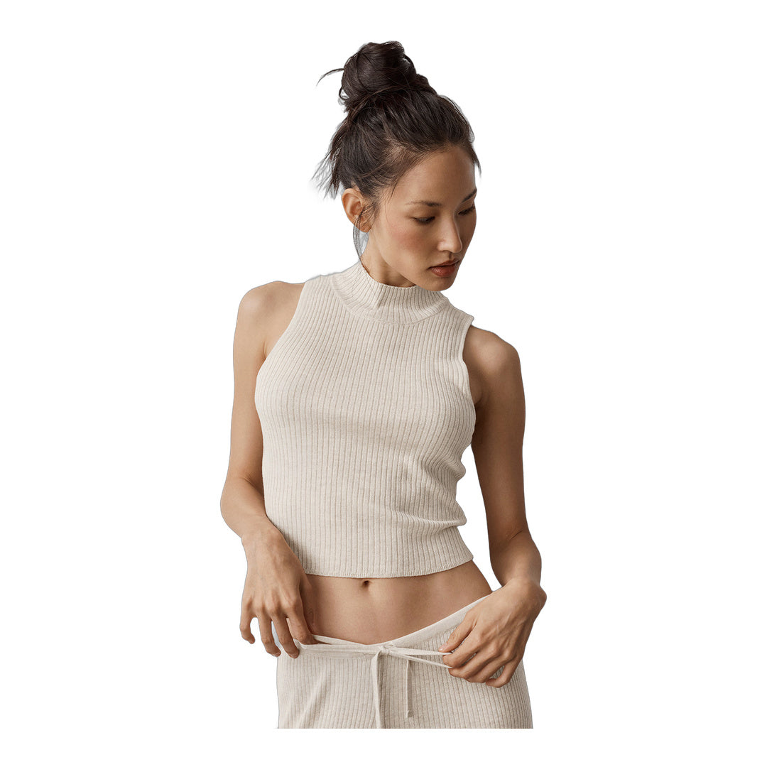 alo Sweater Knit Unwind Sleeveless Top - Oatmeal Heather