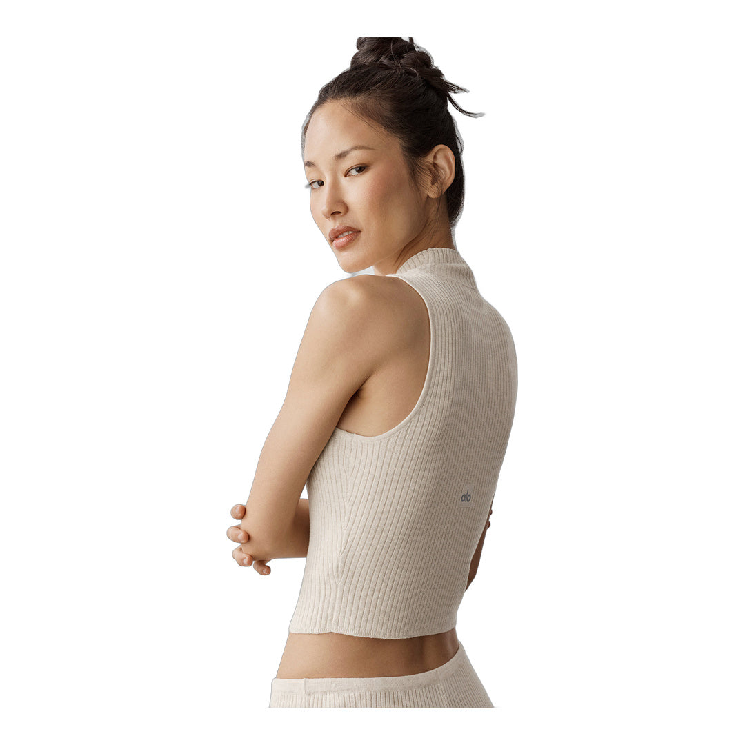 alo Sweater Knit Unwind Sleeveless Top - Oatmeal Heather