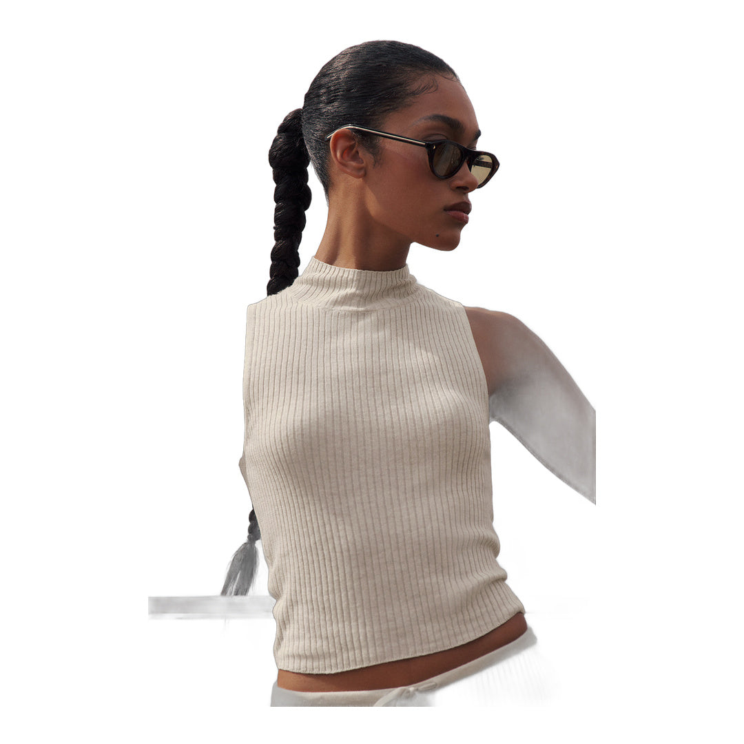 alo Sweater Knit Unwind Sleeveless Top - Oatmeal Heather