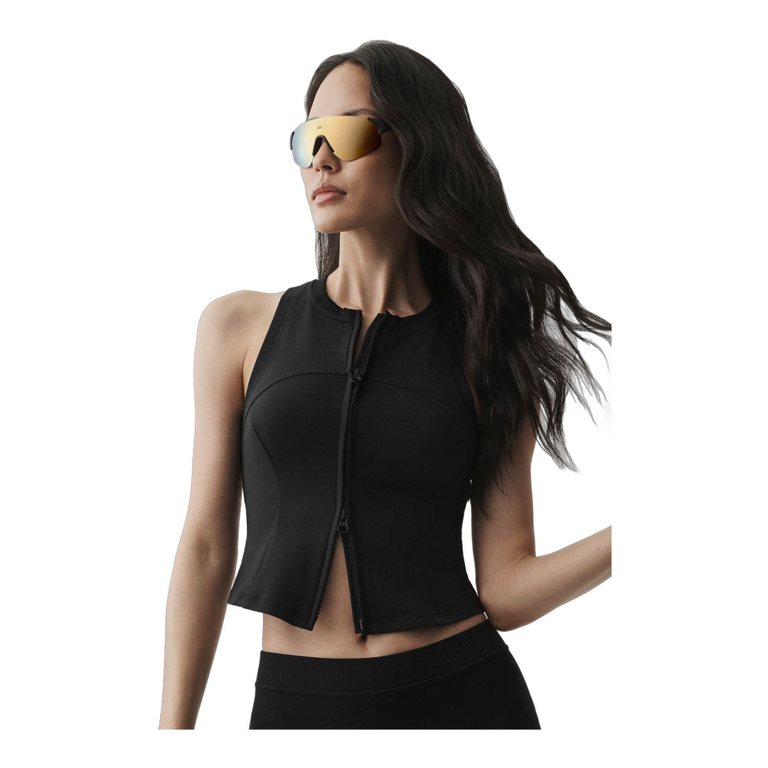 alo Alosoft Level Up Full Zip Tank - Black