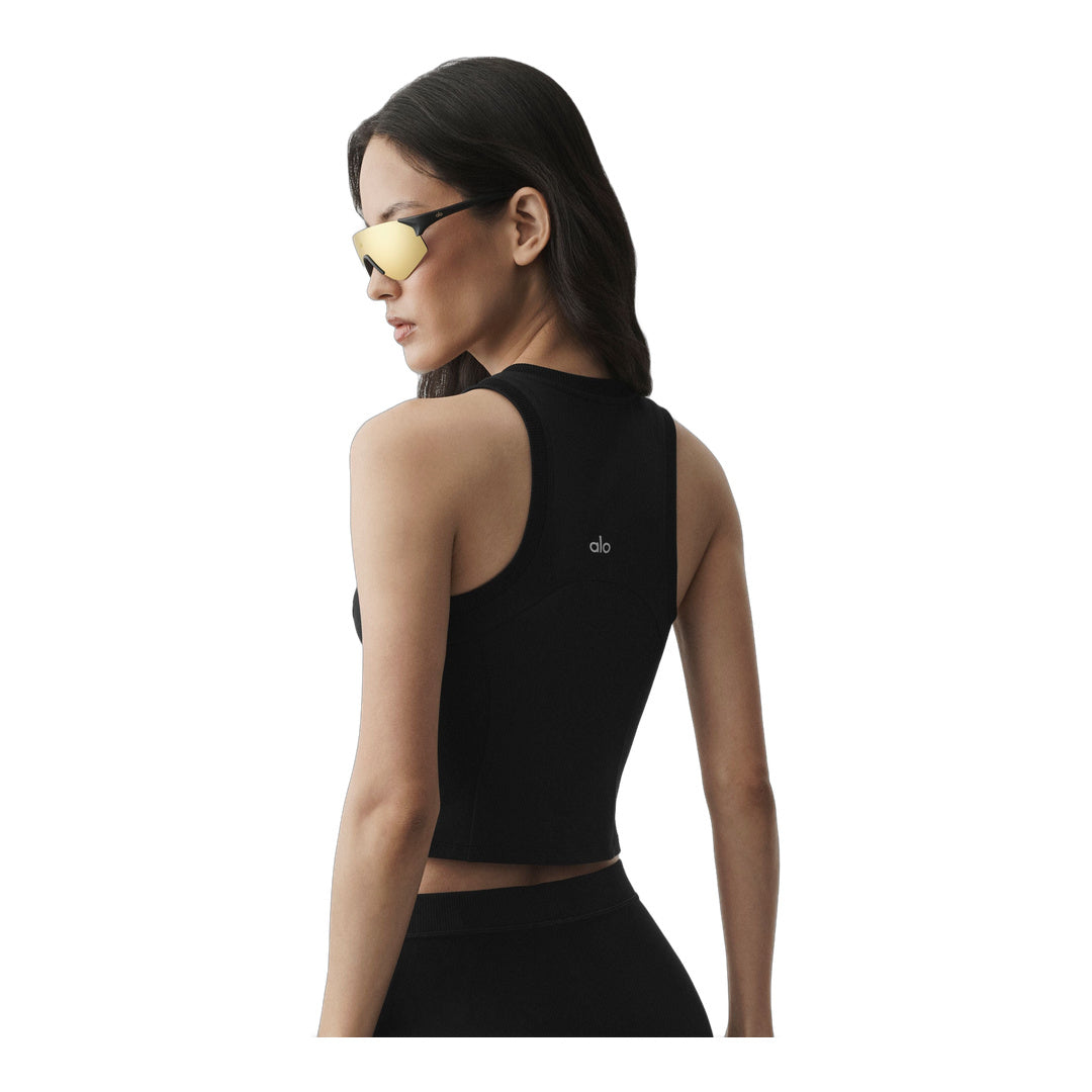 alo Alosoft Level Up Full Zip Tank - Black
