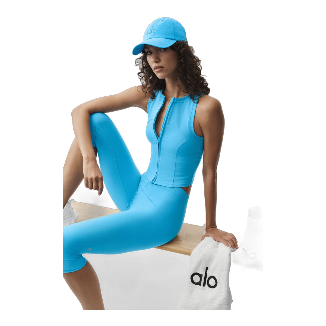 alo Alosoft Level Up Full Zip Tank - Azure Blue