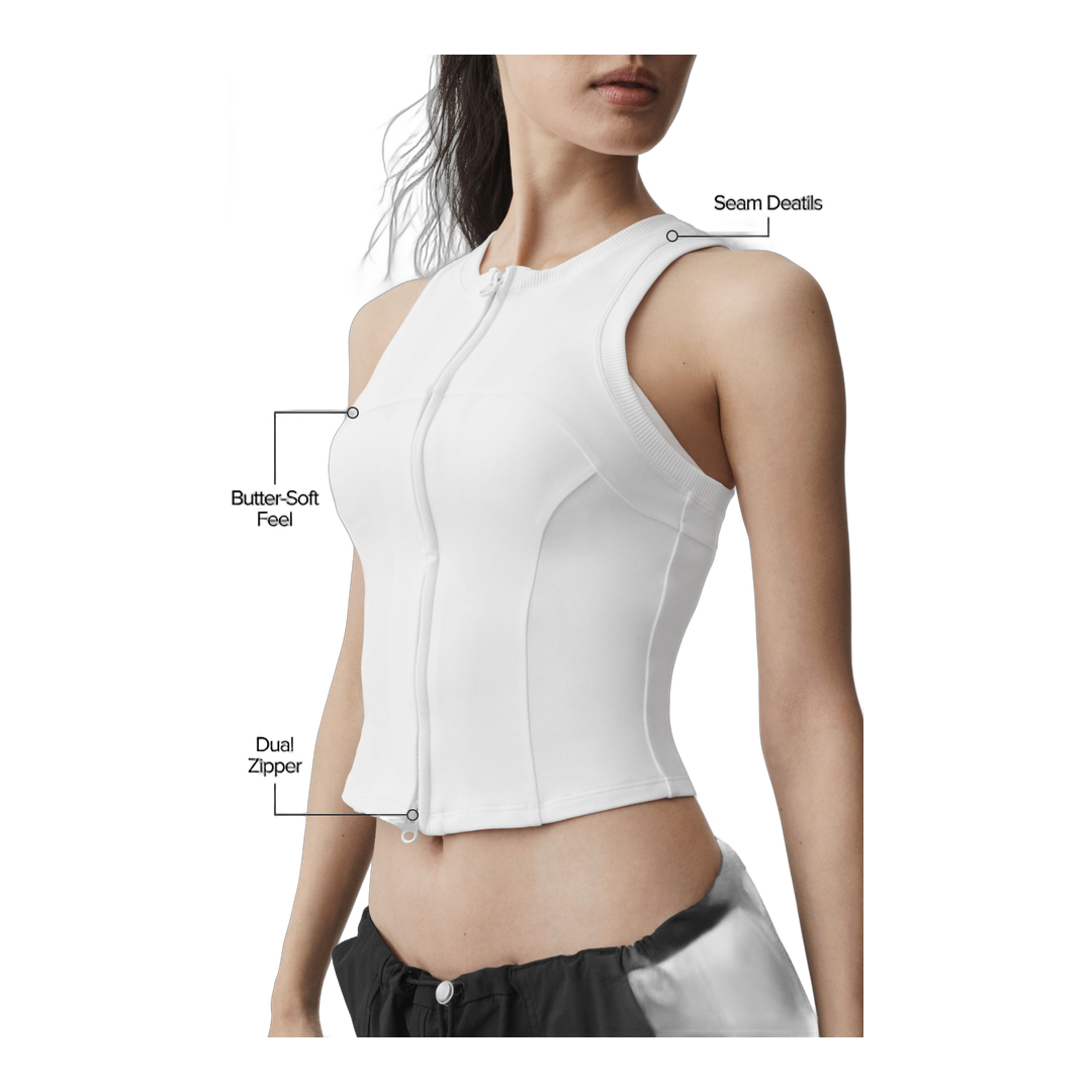 alo Alosoft Level Up Full Zip Tank - White