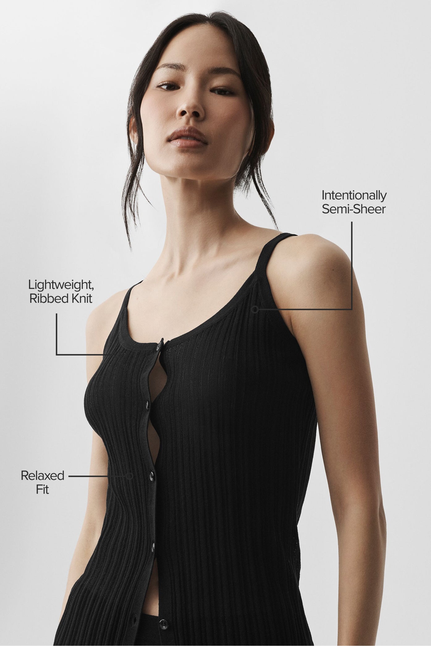 alo Sweater Sunlit Button Down Tank - Black