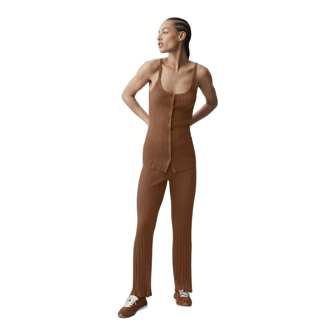 alo Sweater Sunlit Button Down Tank - Sun Kissed Brown