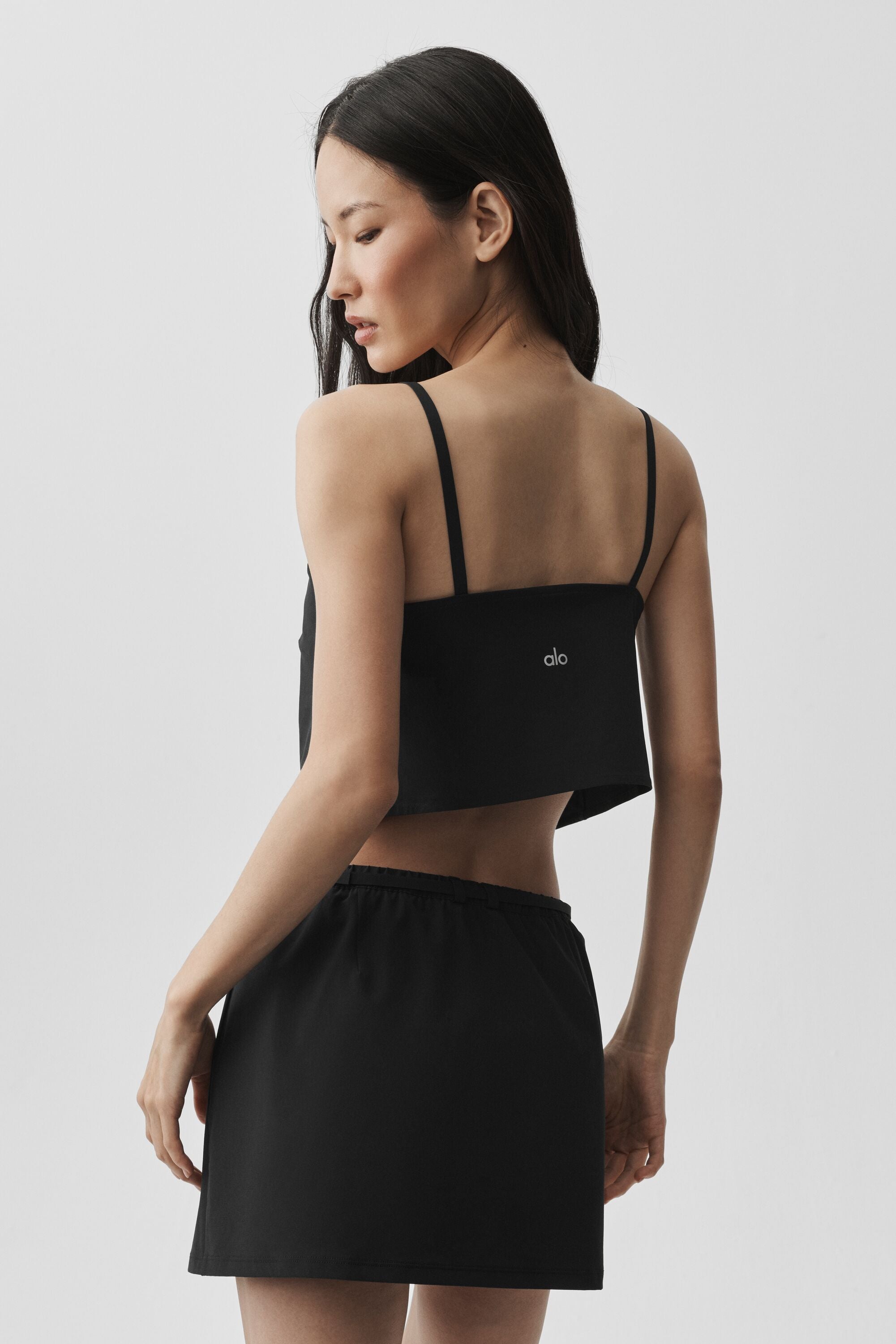 alo Cropped Connection Tank - Black