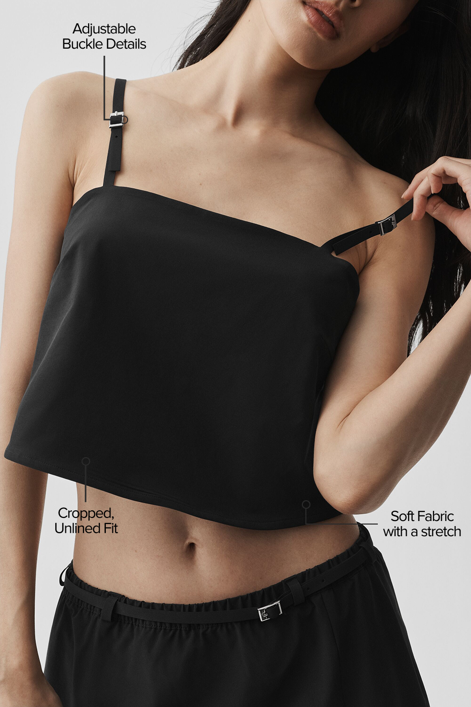 alo Cropped Connection Tank - Black