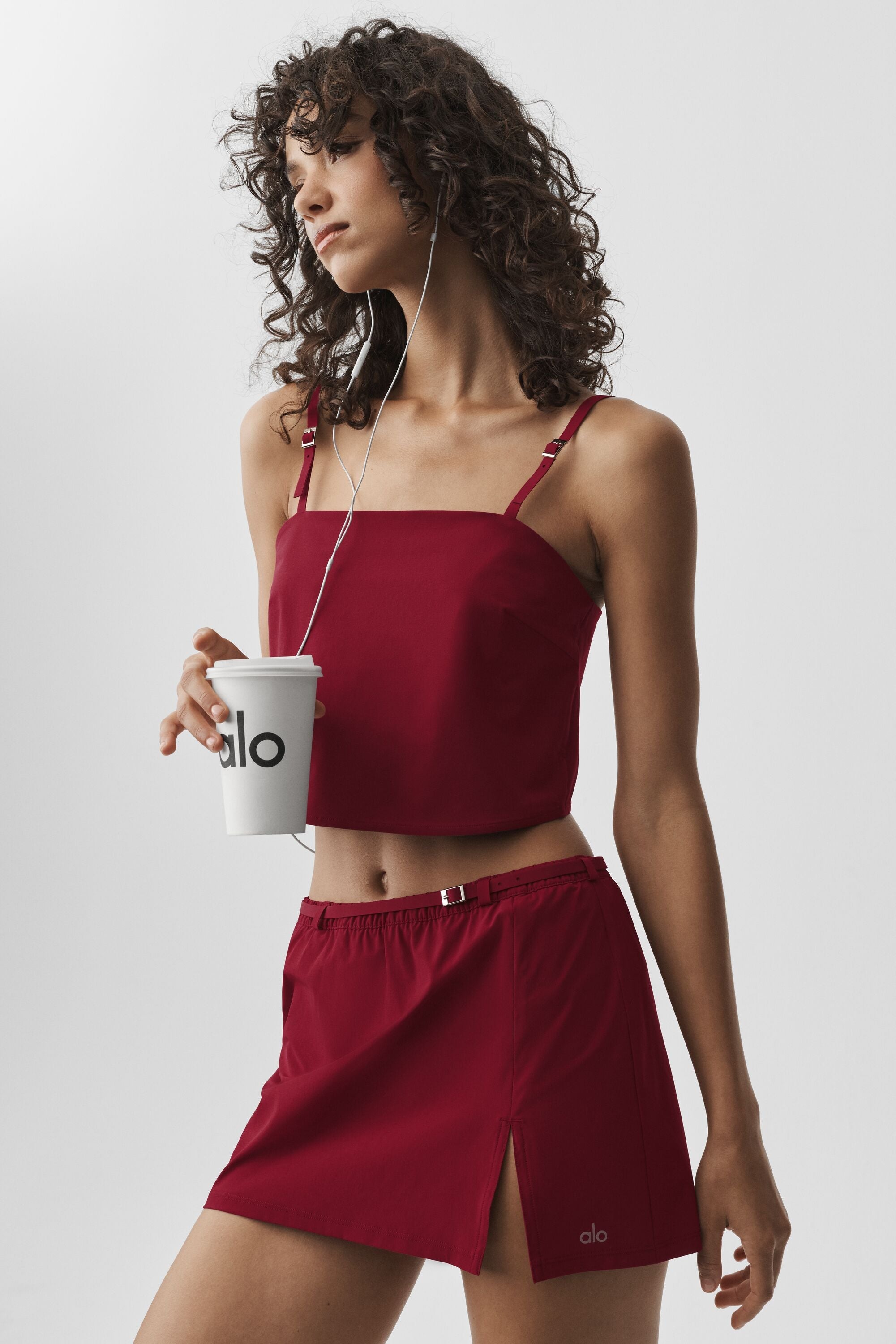 alo Cropped Connection Tank - Summer Romance Red