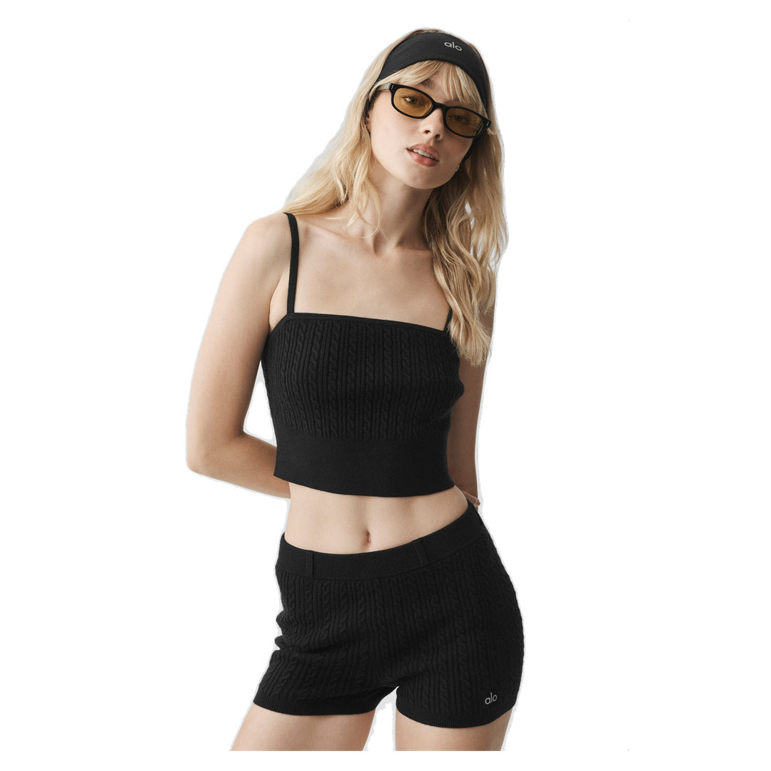ALO Mini Cable Sweater Tank - Black