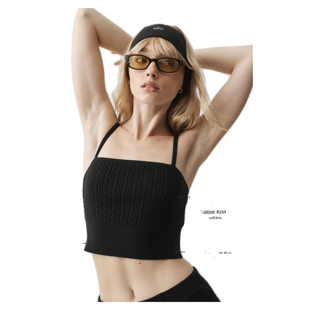 ALO Mini Cable Sweater Tank - Black