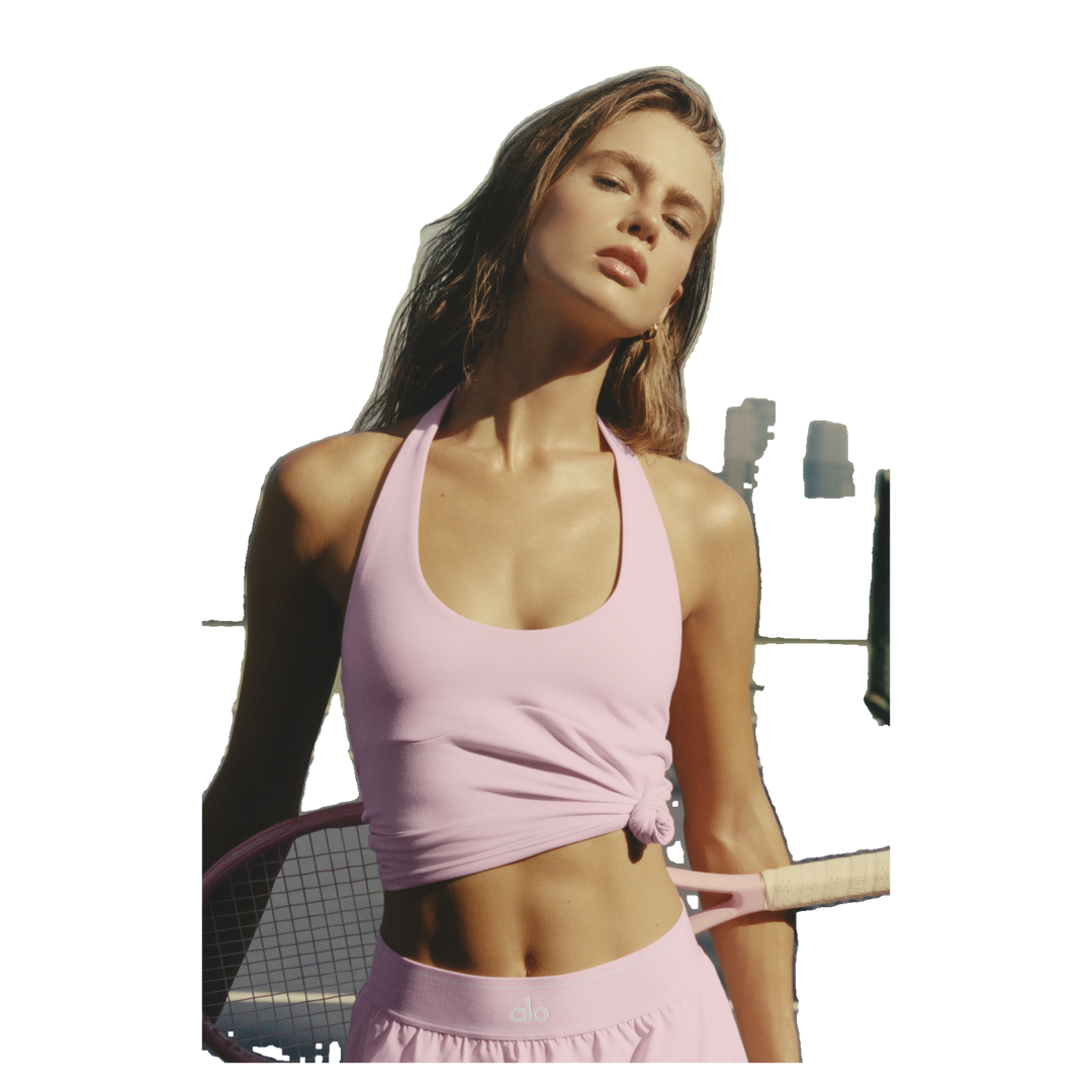 ALO ALO Softsculpt Precision Halter Tank - Pink Marshmallow