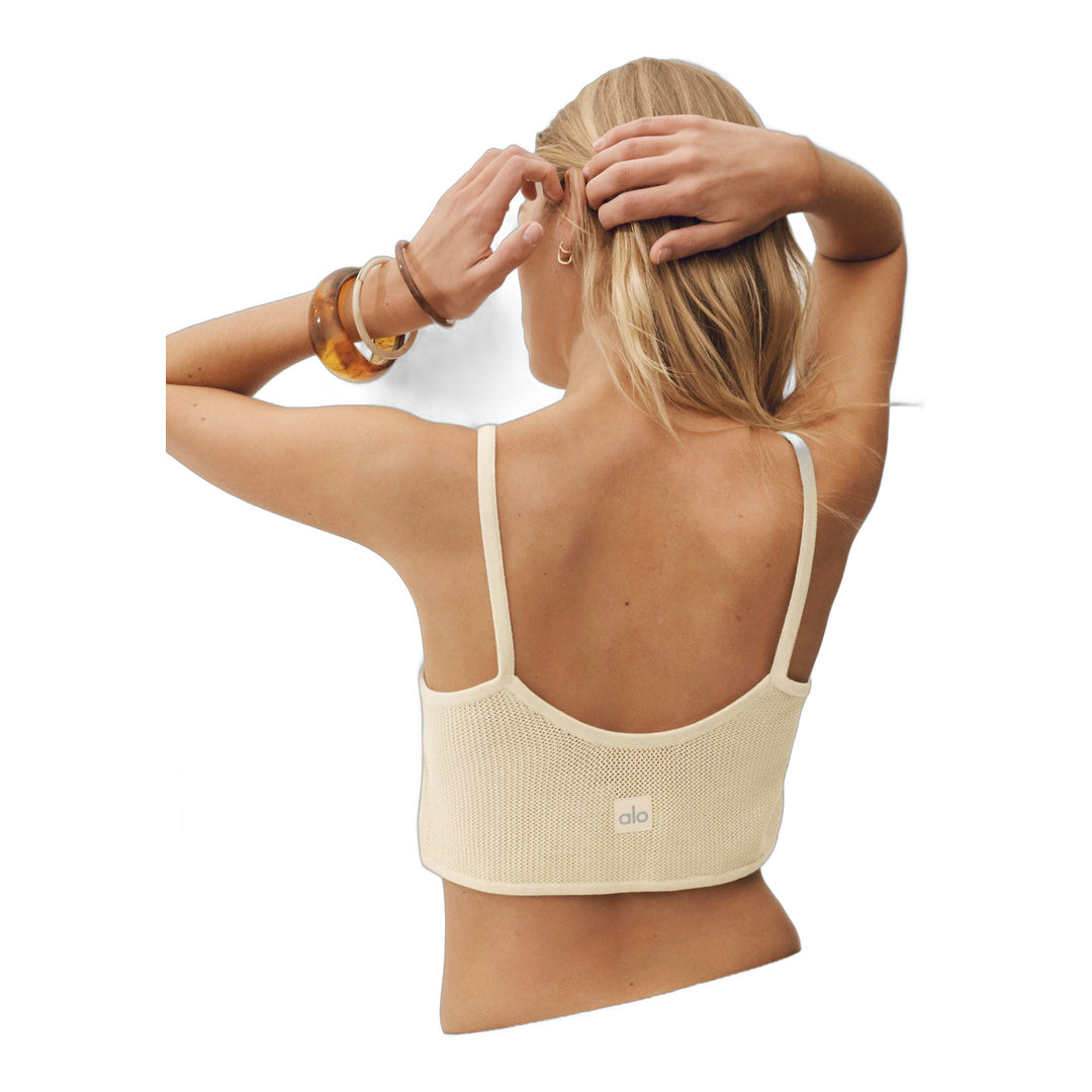 alo Silk Cashmere Cropped Heat Wave Tank - Sandy Beige
