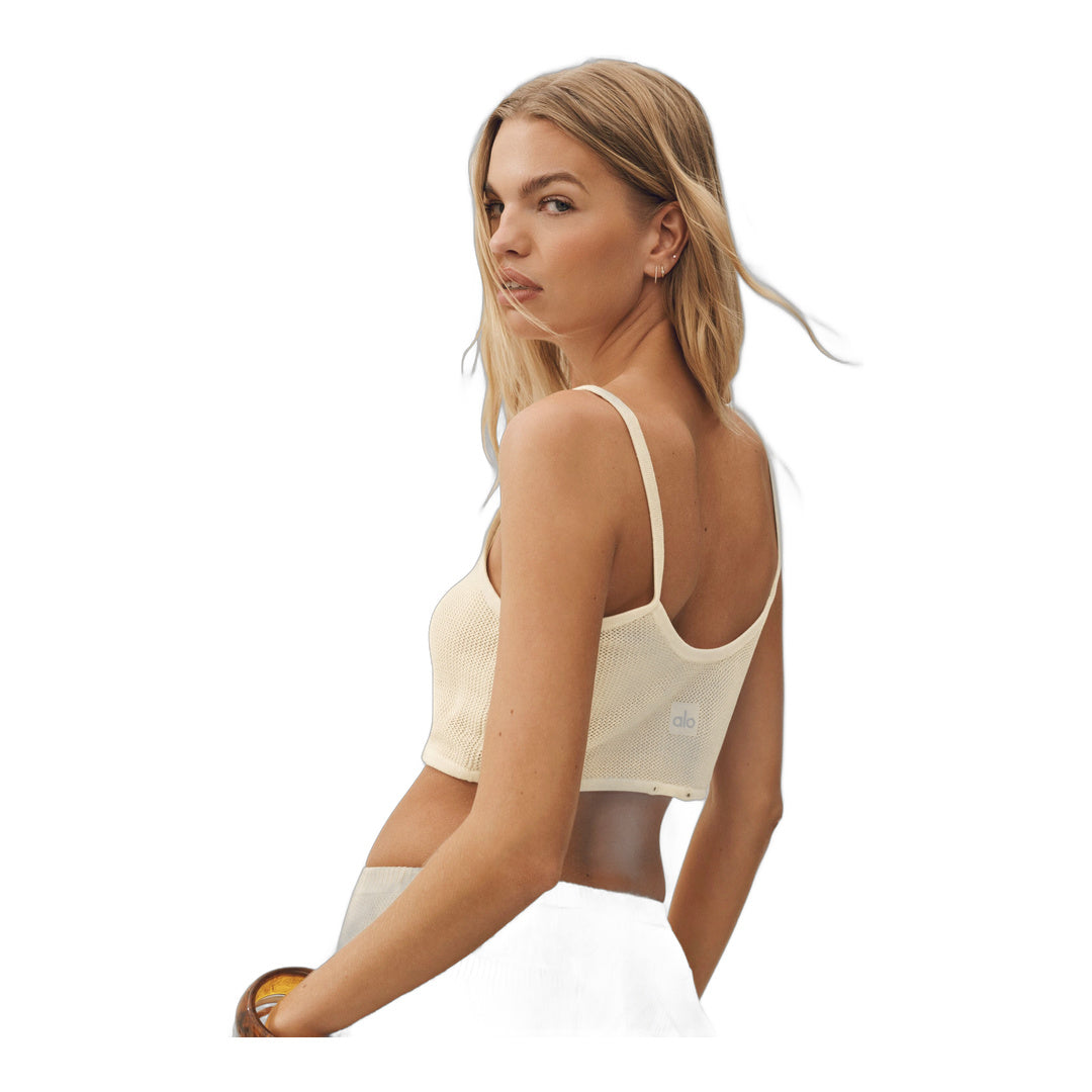 alo Silk Cashmere Cropped Heat Wave Tank - Sandy Beige
