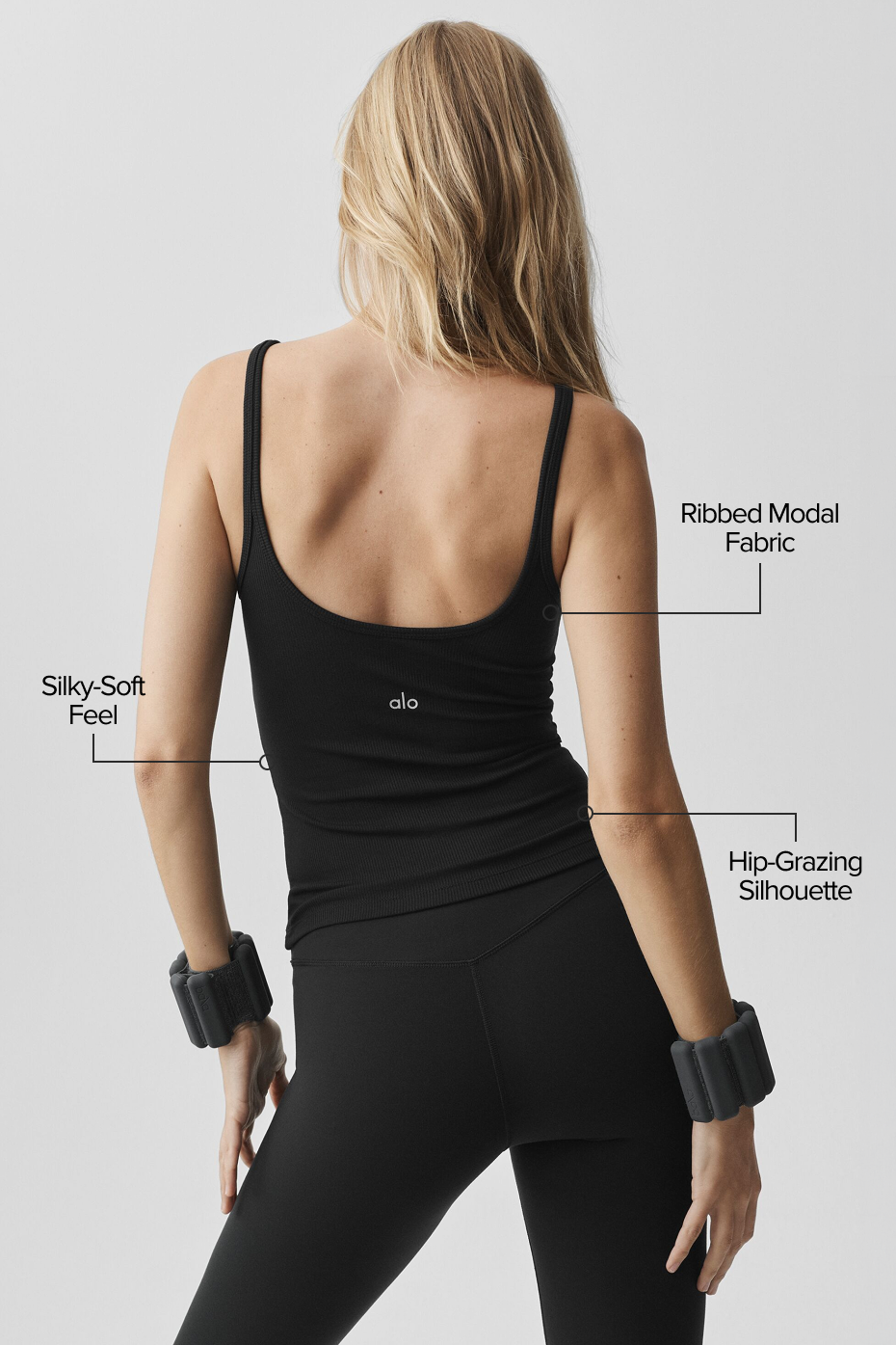 alo Ribbed Adore Tank - Black