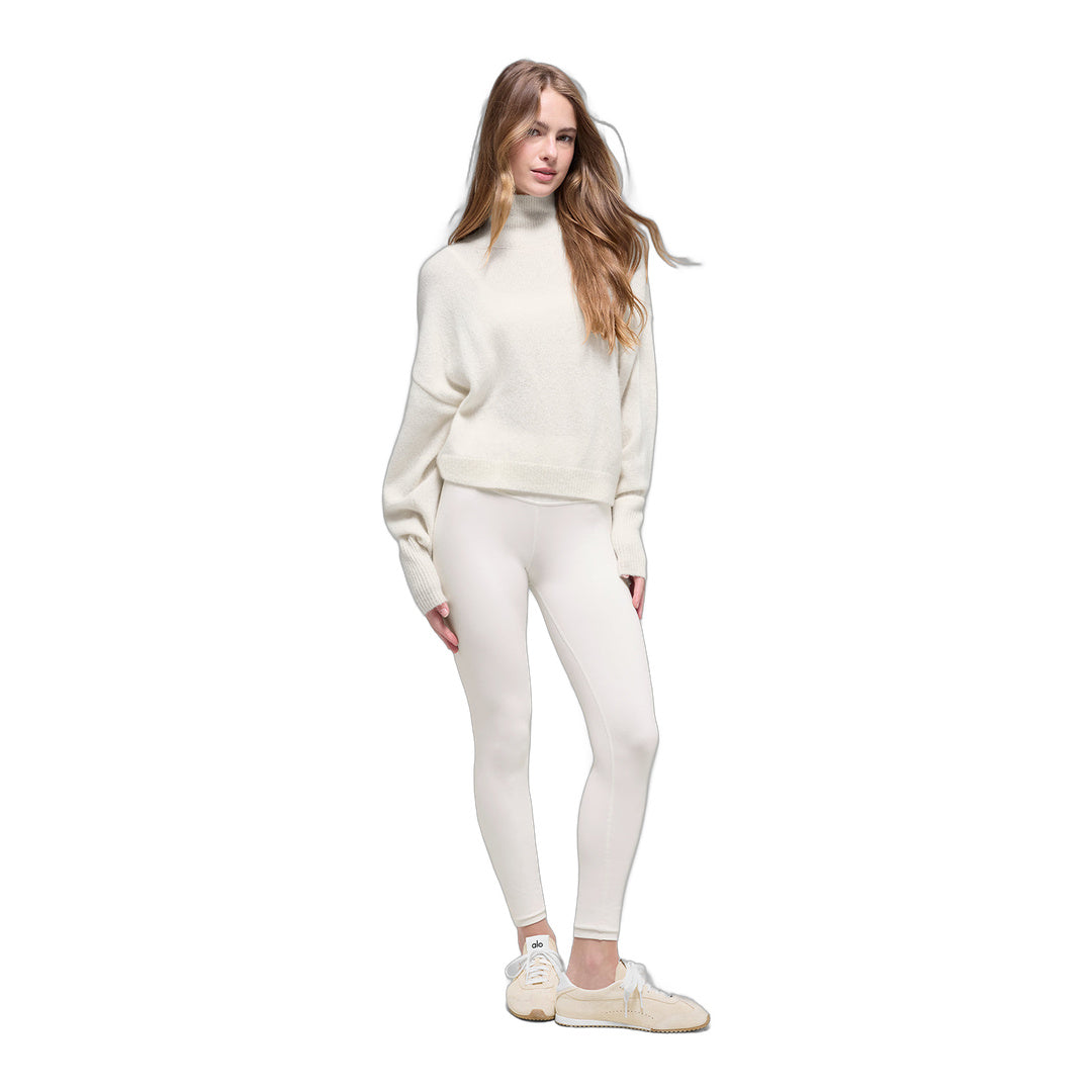alo Wool Cashmere Cropped New Class Turtleneck Sweater - Ivory