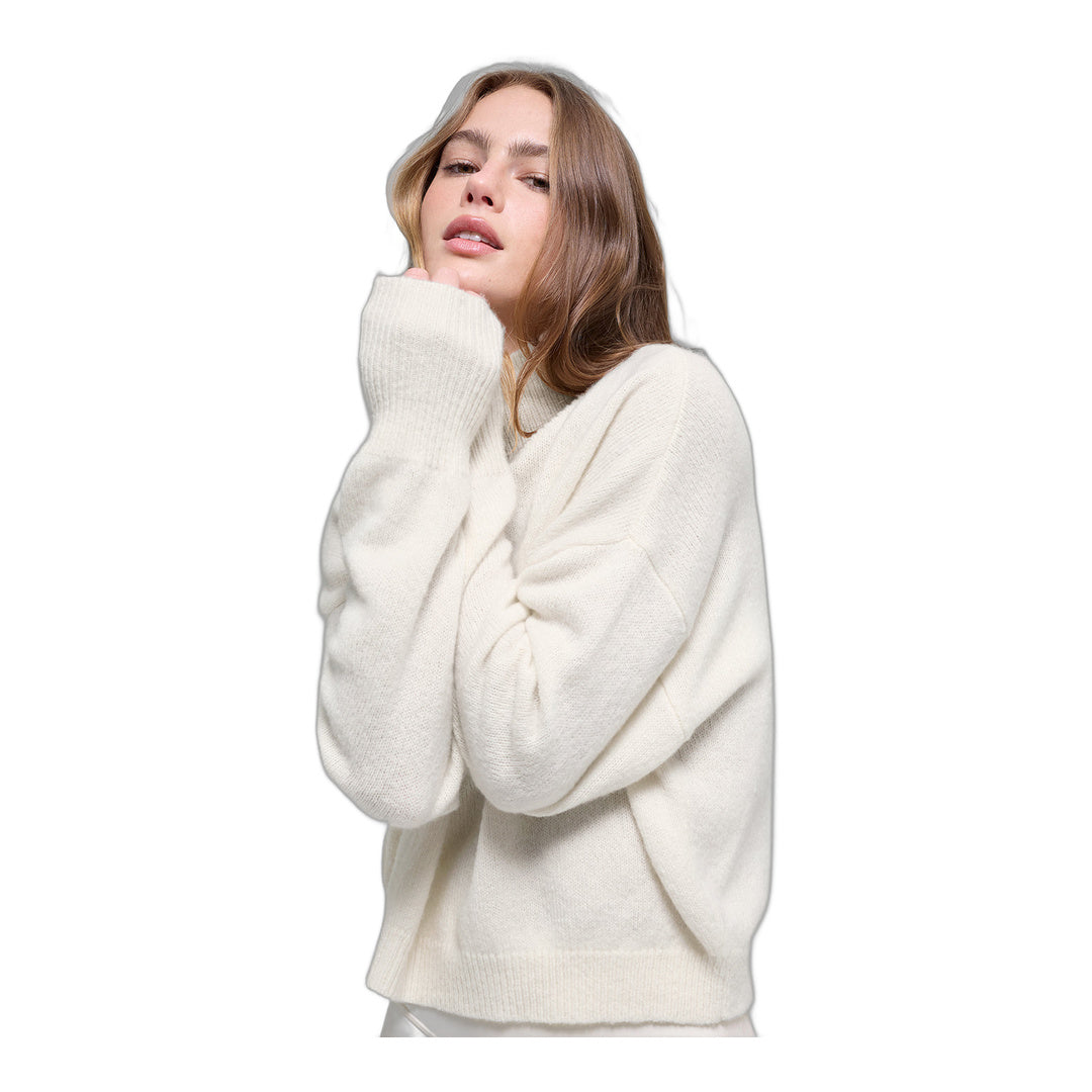 alo Wool Cashmere Cropped New Class Turtleneck Sweater - Ivory
