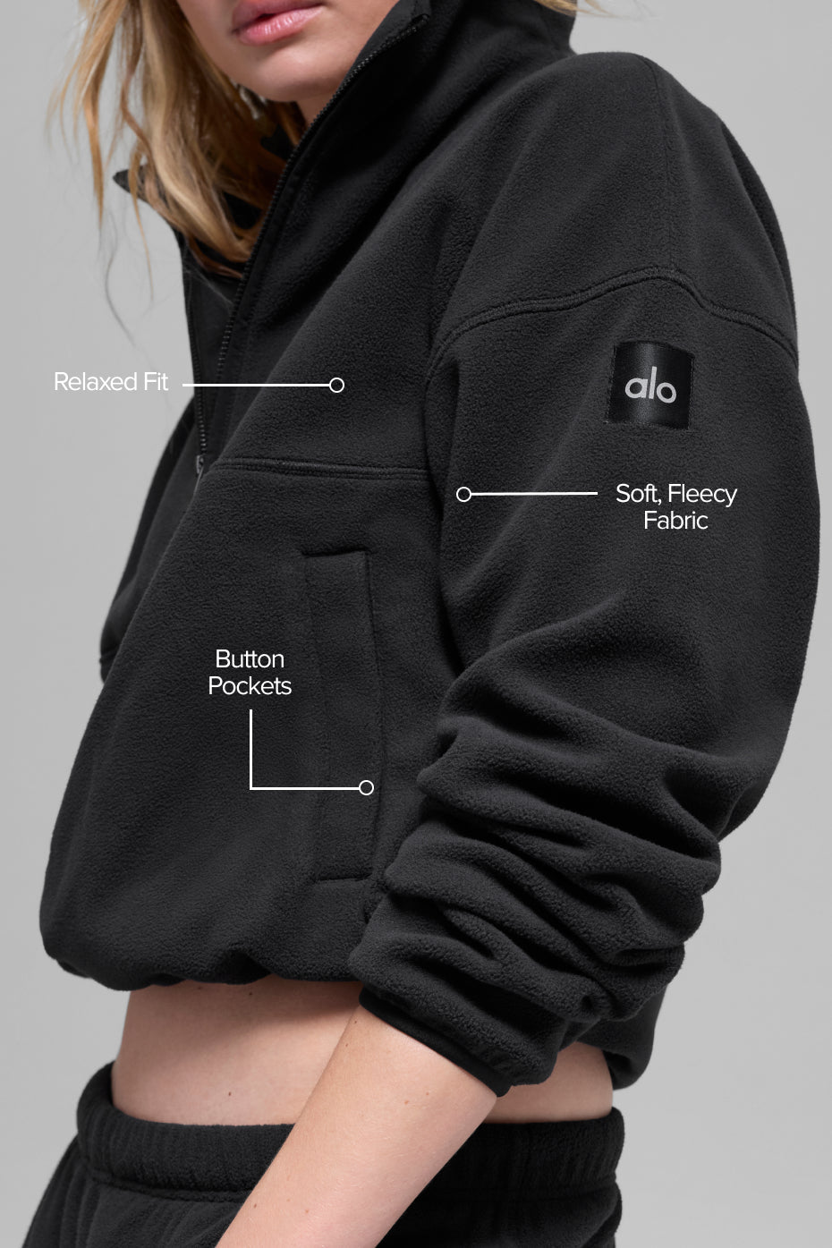 alo Polar Fleece Retreat Cover Up - Black