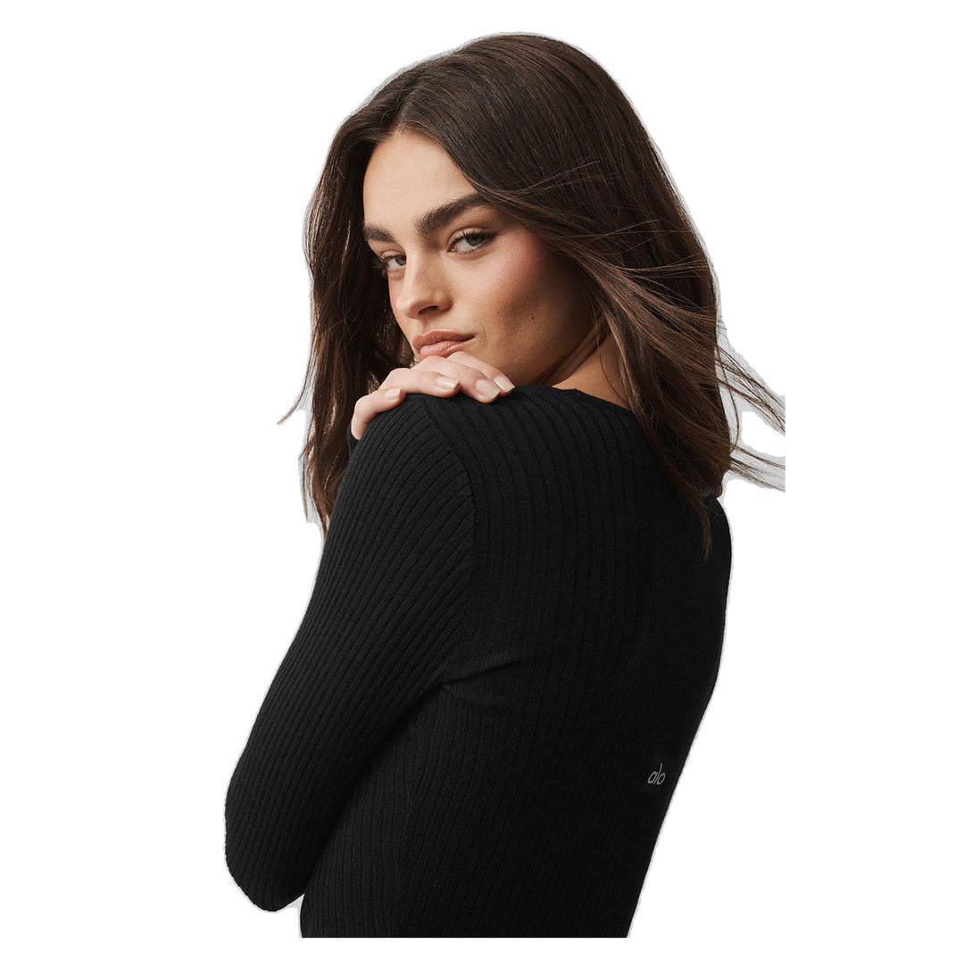 ALO Sweater Knit Unwind Long Sleeve - Black