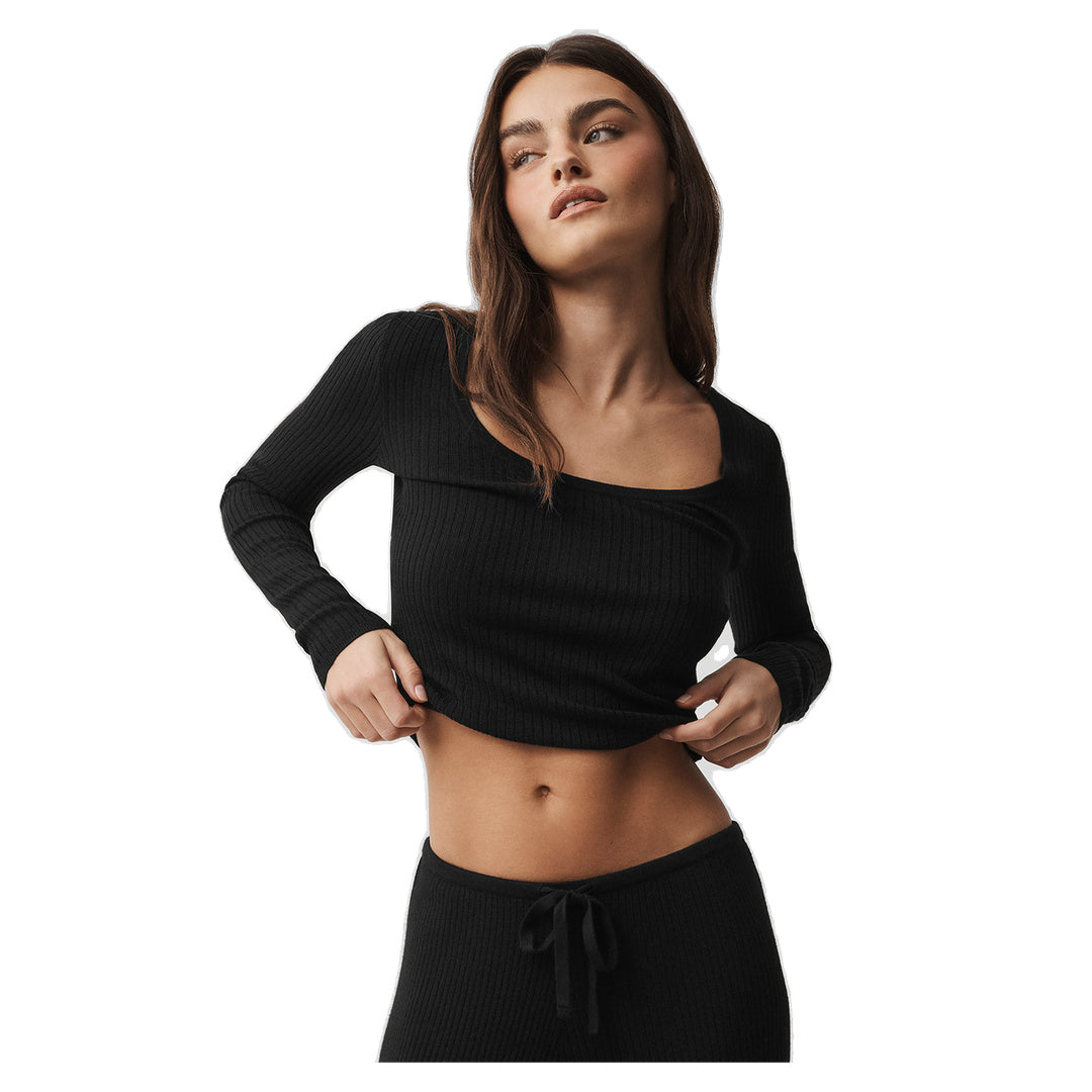 ALO Sweater Knit Unwind Long Sleeve - Black
