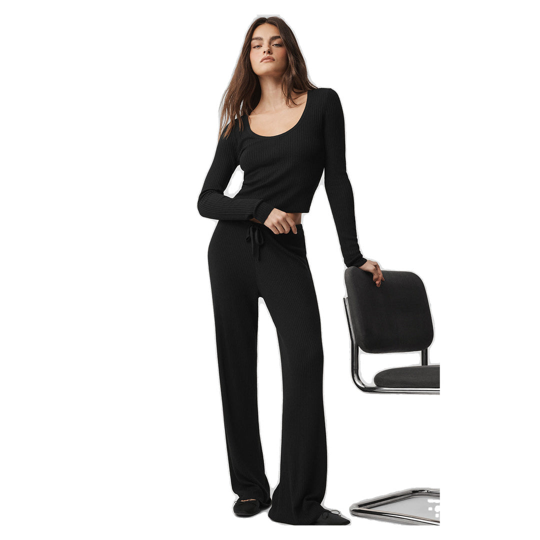 ALO Sweater Knit Unwind Long Sleeve - Black