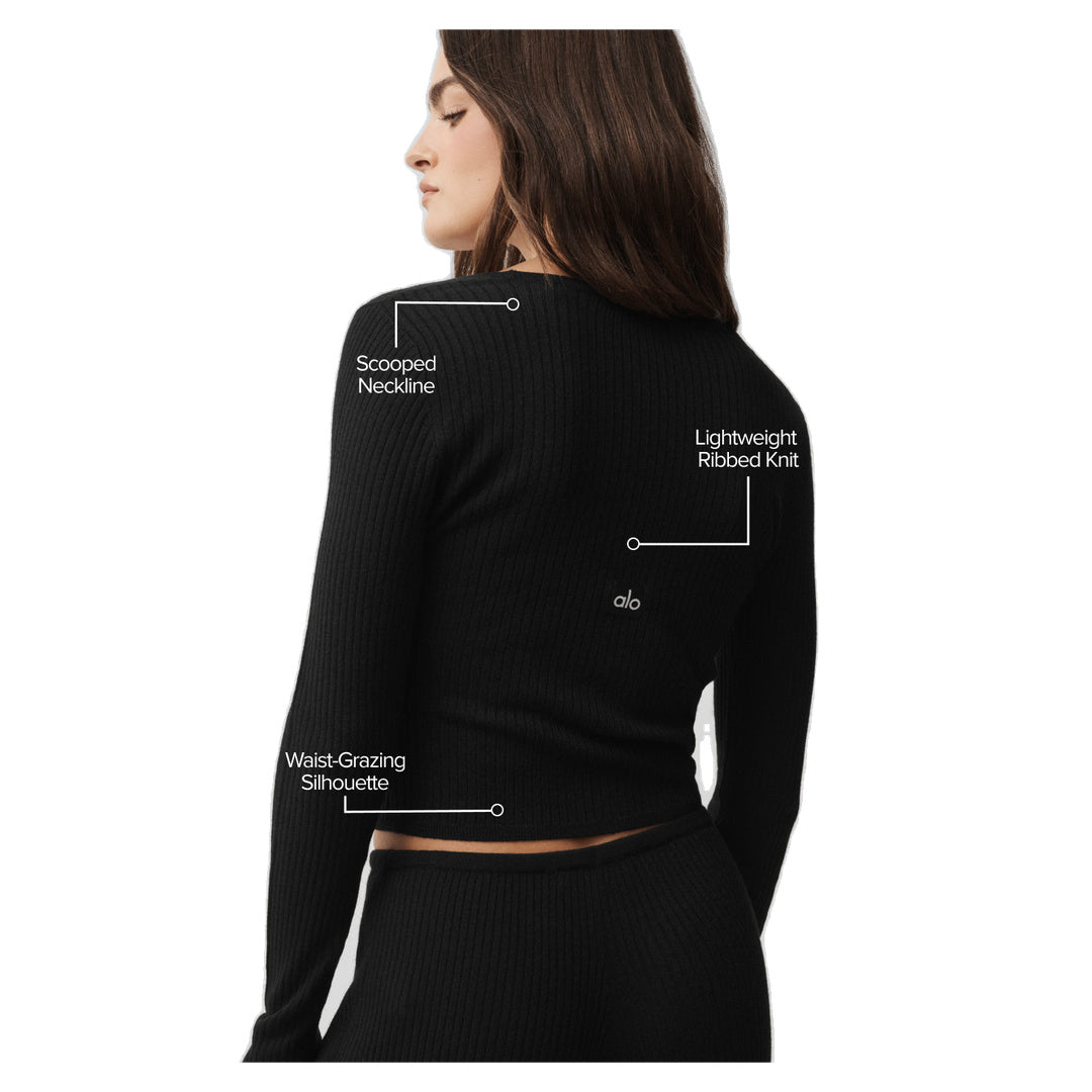 ALO Sweater Knit Unwind Long Sleeve - Black